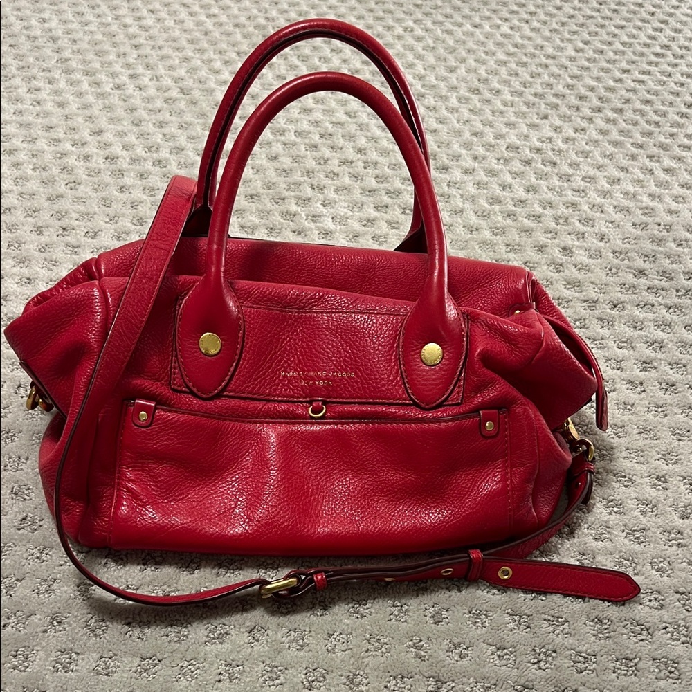 Marc By Marc Jacobs Red Satchel with Gold Accents